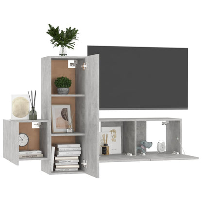 Set di Mobili Porta TV 3 pz Grigio Cemento in Legno Multistrato - homemem39