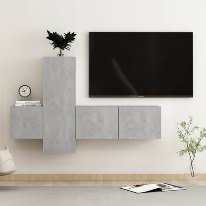 Set di Mobili Porta TV 3 pz Grigio Cemento in Legno Multistrato - homemem39