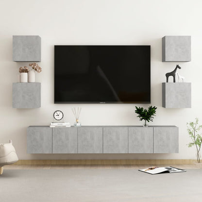 Set di Mobili Porta TV 7 pz Grigio Cemento in Legno Multistrato - homemem39