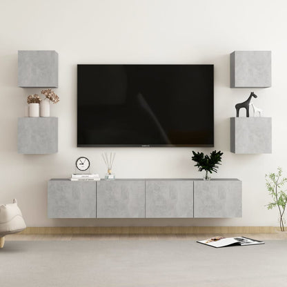 Set di Mobili Porta TV 6 pz Grigio Cemento in Legno Multistrato - homemem39
