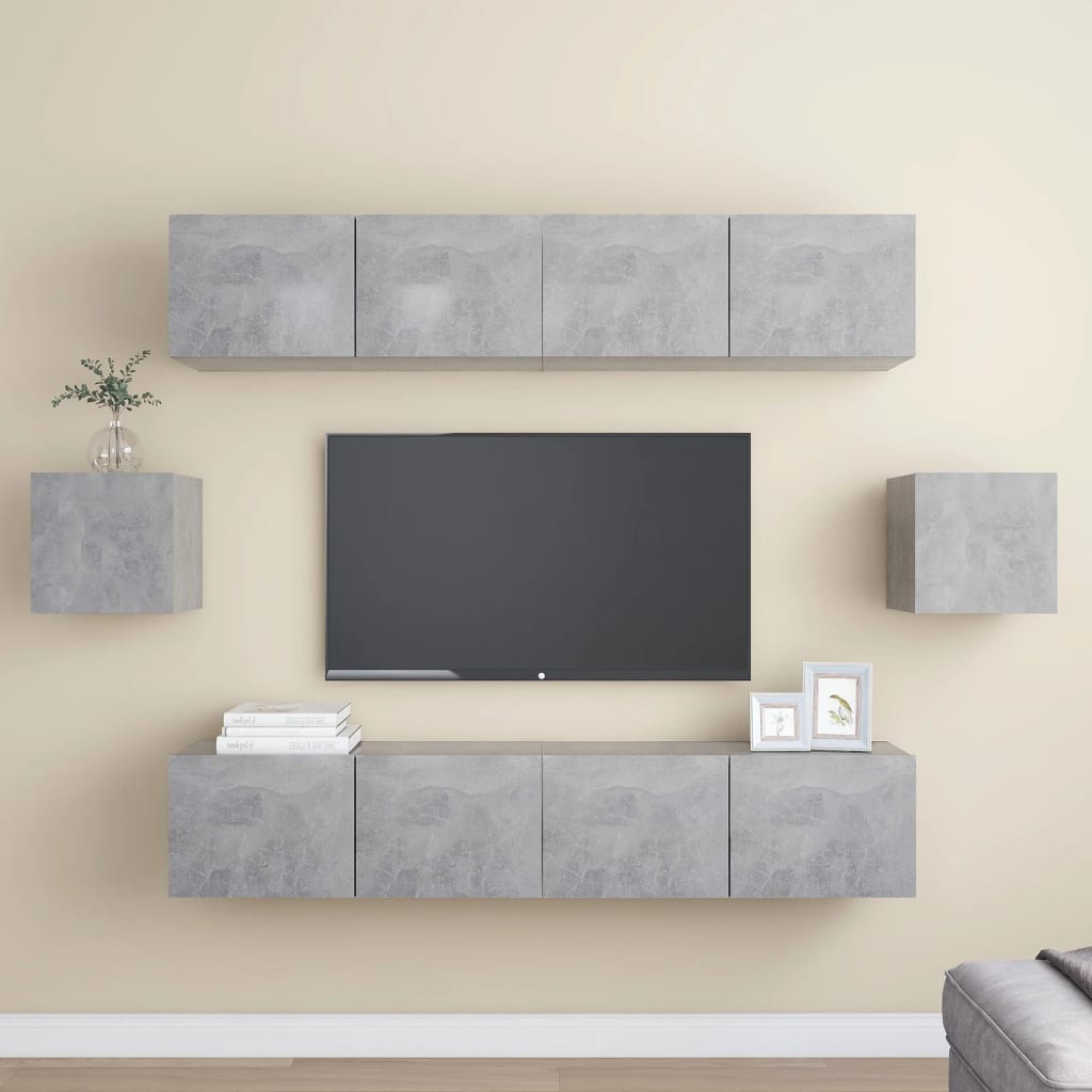Set di Mobili Porta TV 6 pz Grigio Cemento in Legno Multistrato - homemem39