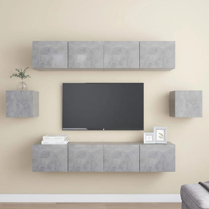 Set di Mobili Porta TV 6 pz Grigio Cemento in Legno Multistrato - homemem39