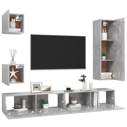 Set di Mobili Porta TV 5 pz Grigio Cemento in Legno Multistrato - homemem39