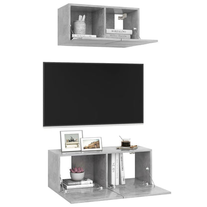 Set di Mobili Porta TV 2 pz Grigio Cemento in Legno Multistrato - homemem39