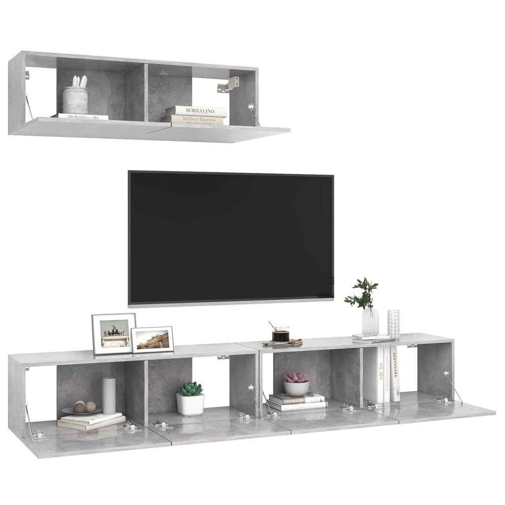 Mobili Porta TV 3 pz Grigio Cemento in Legno Multistrato - homemem39