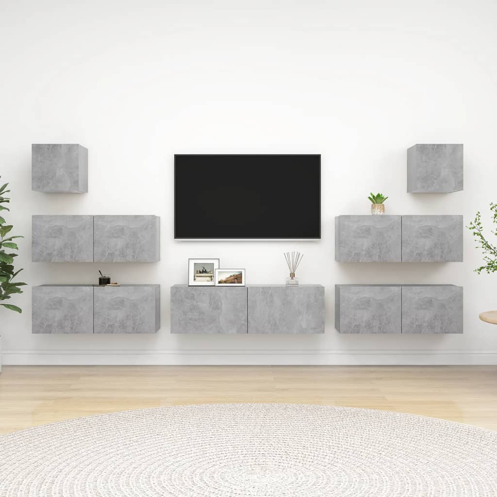 Set di Mobili Porta TV 7 pz Grigio Cemento in Legno Multistrato - homemem39