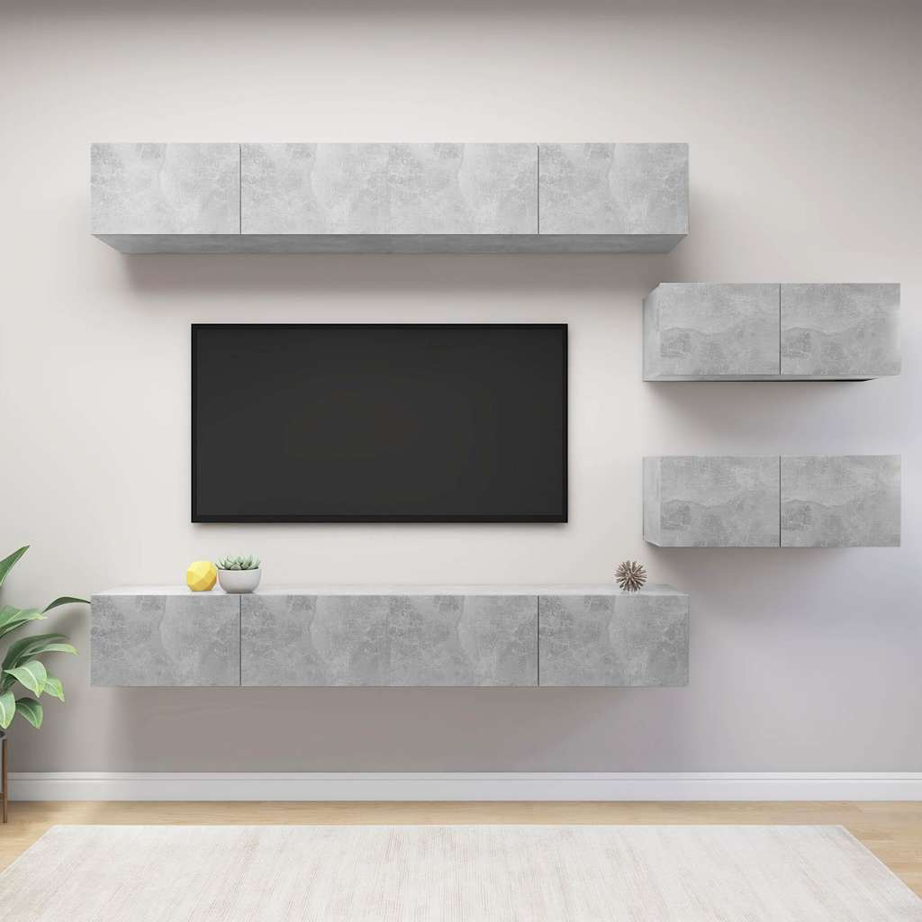 Set di Mobili Porta TV 6 pz in legno multistrato