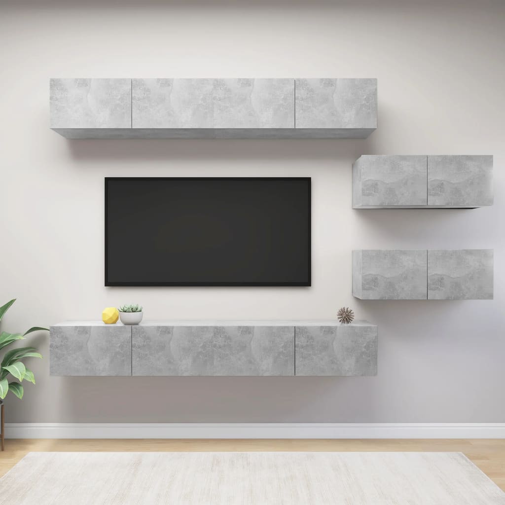 Set di Mobili Porta TV 6 pz Grigio Cemento in Legno Multistrato - homemem39