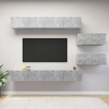 Set di Mobili Porta TV 6 pz Grigio Cemento in Legno Multistrato - homemem39