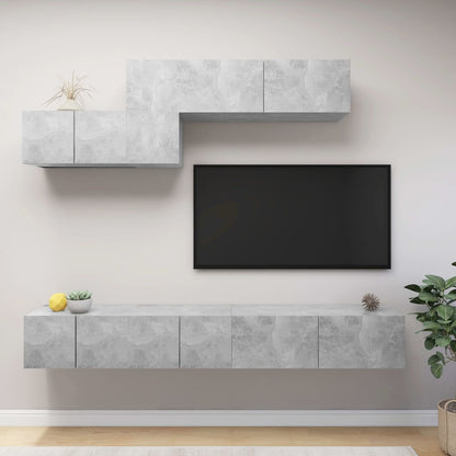 Set di Mobili Porta TV 6 pz Grigio Cemento in Legno Multistrato - homemem39