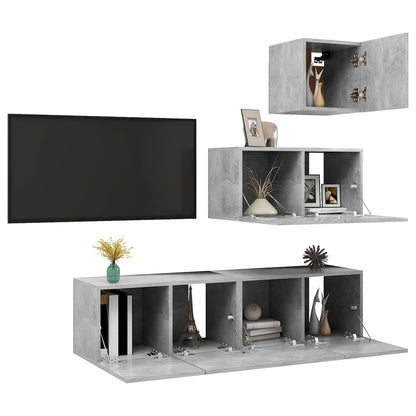 Set di Mobili Porta TV 4 pz Grigio Cemento in Legno Multistrato - homemem39