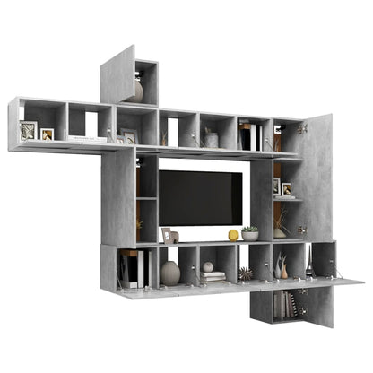 Set di Mobili Porta TV 10pz Grigio Cemento in Legno Multistrato - homemem39