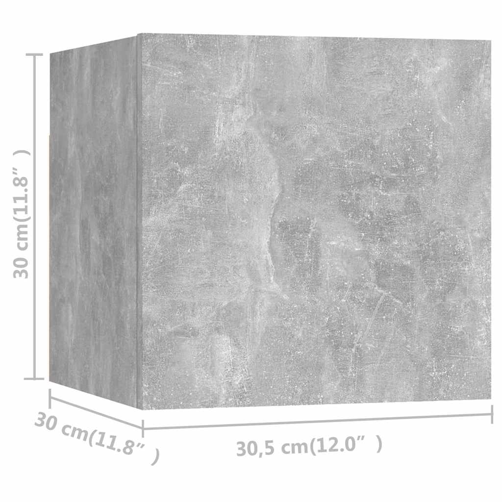 Mobili Porta TV a Parete 8 pz Grigio Cemento 30,5x30x30 cm