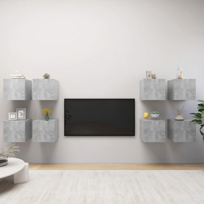 Mobili Porta TV a Parete 8 pz Grigio Cemento 30,5x30x30 cm