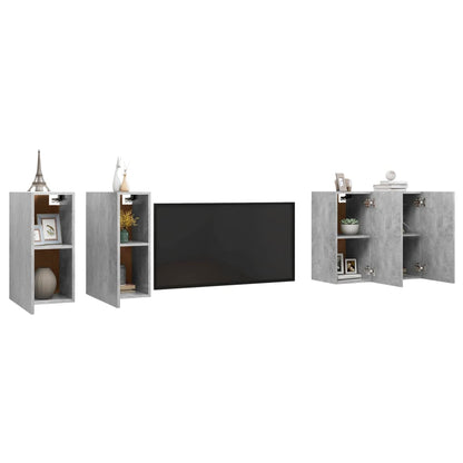 Mobili Porta TV 4 pz Grigio Cemento 30,5x30x60 cm Multistrato