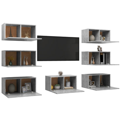 Mobili Porta TV 7 pz Grigio Cemento 30,5x30x60 cm Multistrato