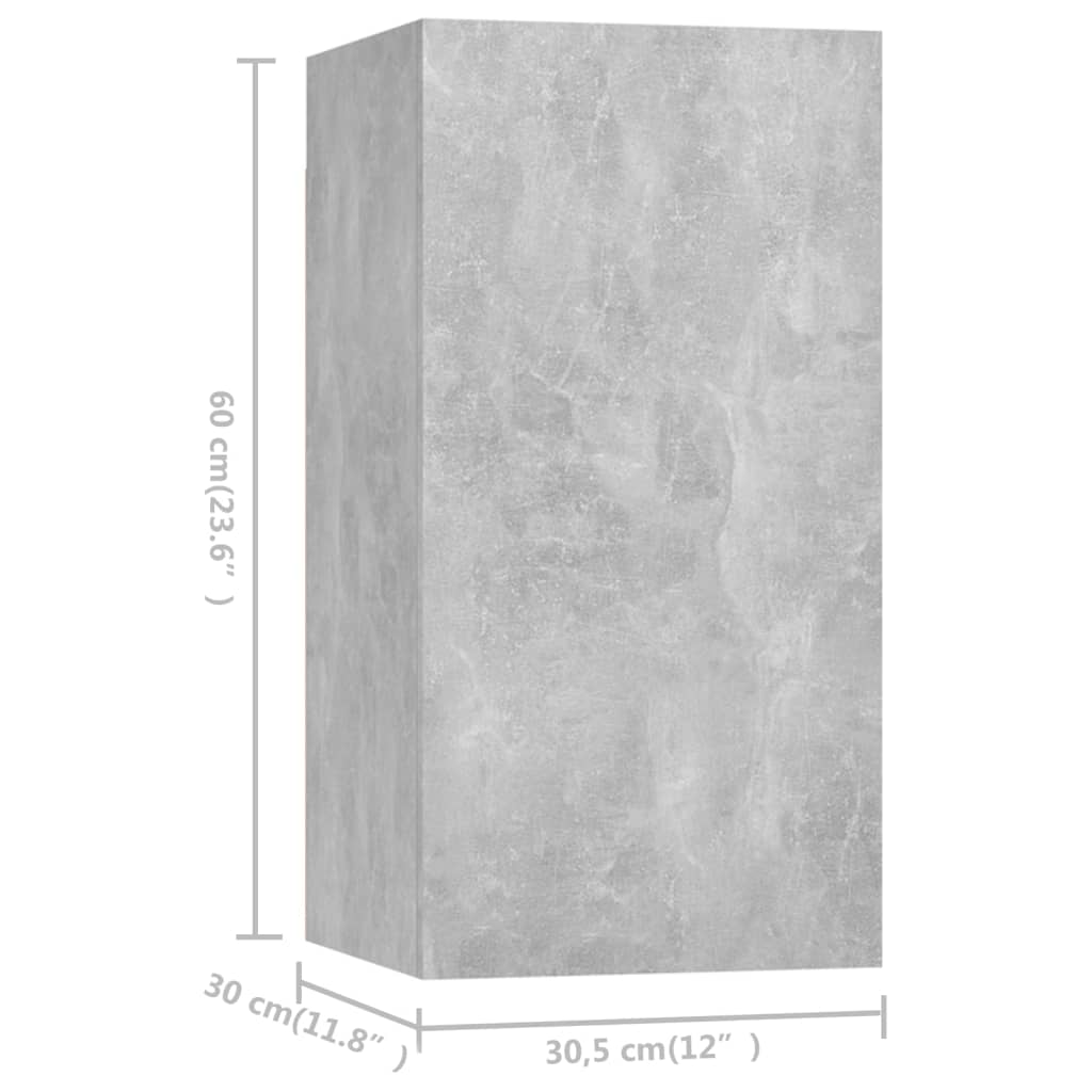 Mobili Porta TV 7 pz Grigio Cemento 30,5x30x60 cm Multistrato