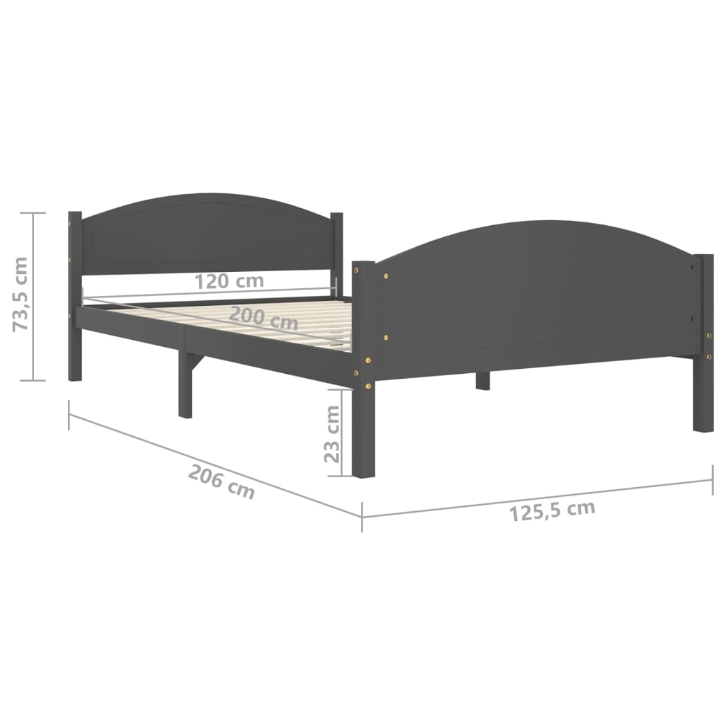 Giroletto senza Materasso Grigio Scuro 120x200 cm Legno Pino | homemem39