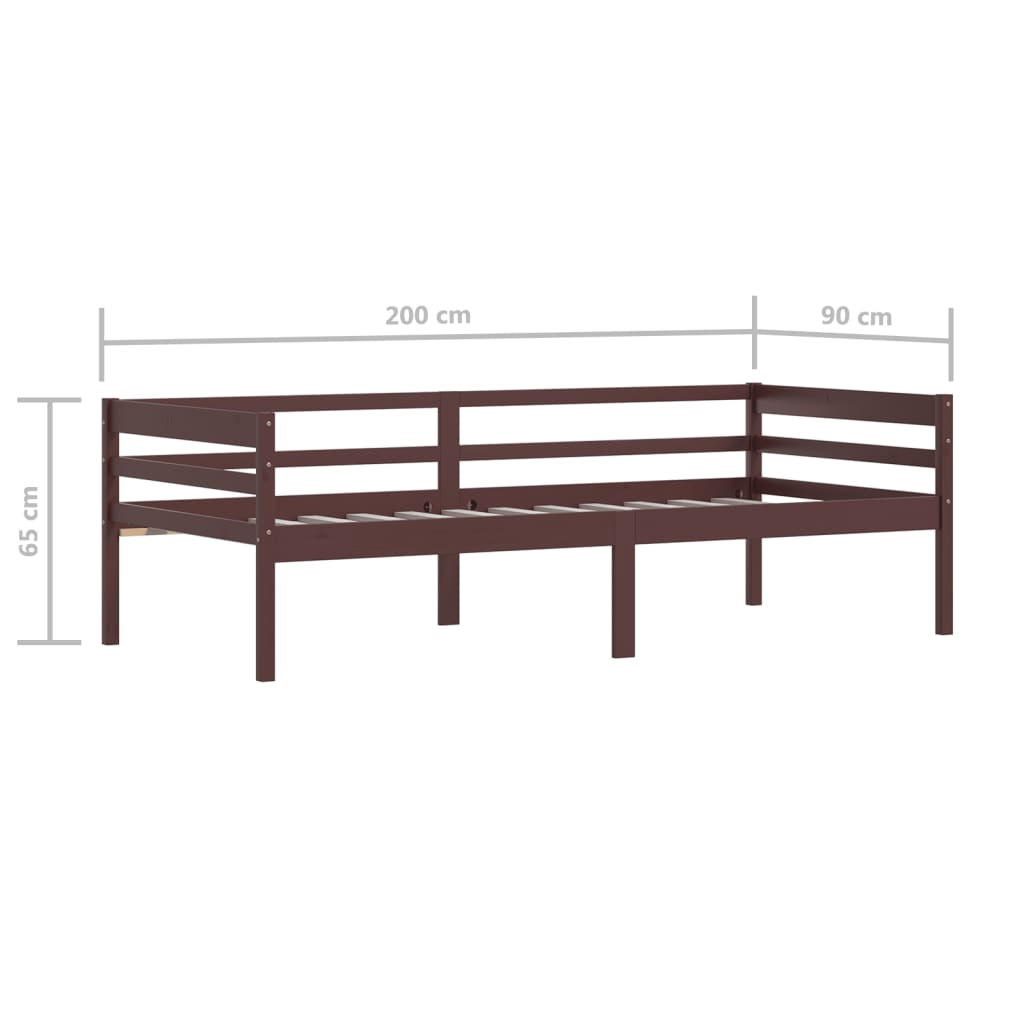 Giroletto senza Materasso Marrone Scuro 90x200 cm Legno Pino | homemem39