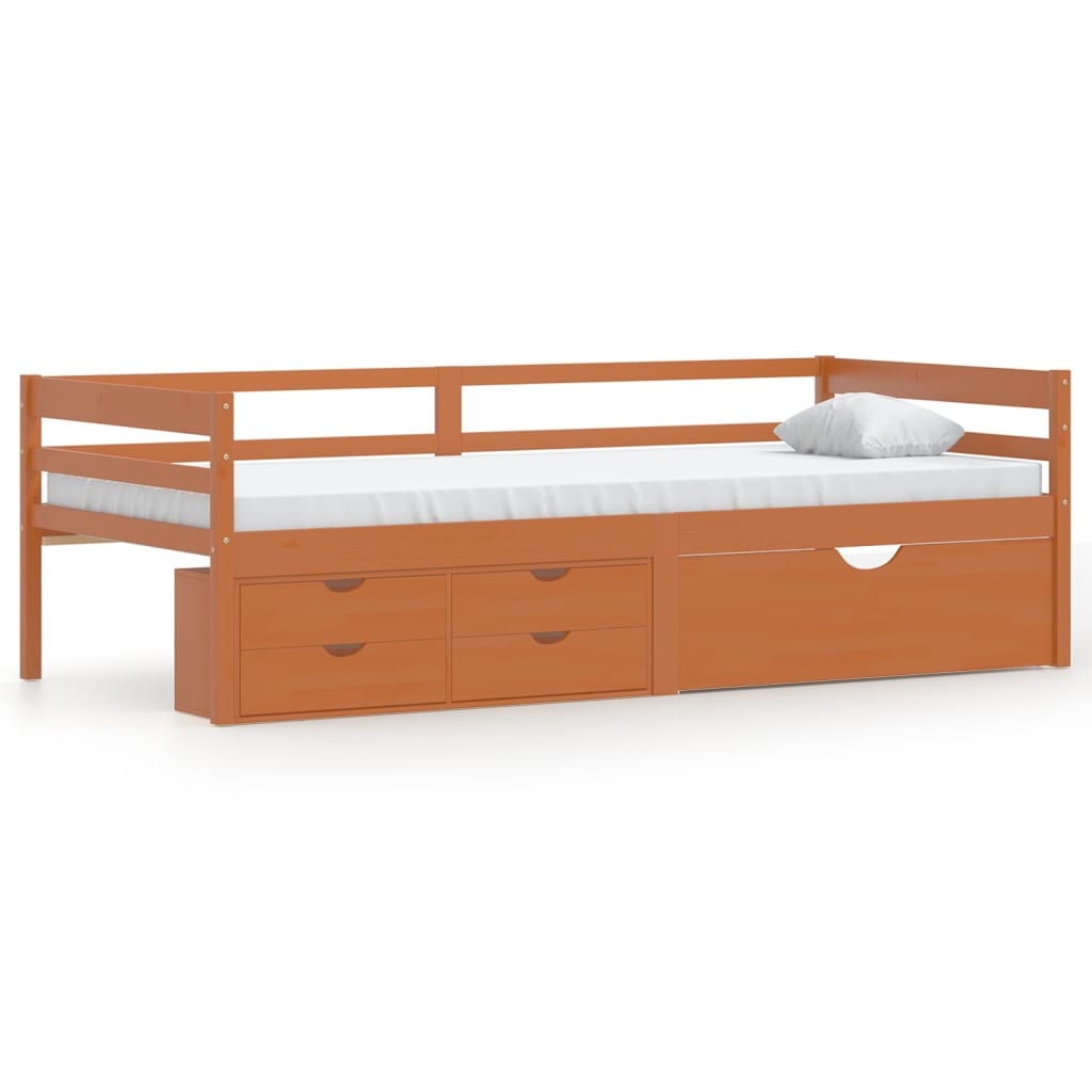 Giroletto con Cassetti Grigio Scuro in Legno di Pino 90x200 cm | homemem39