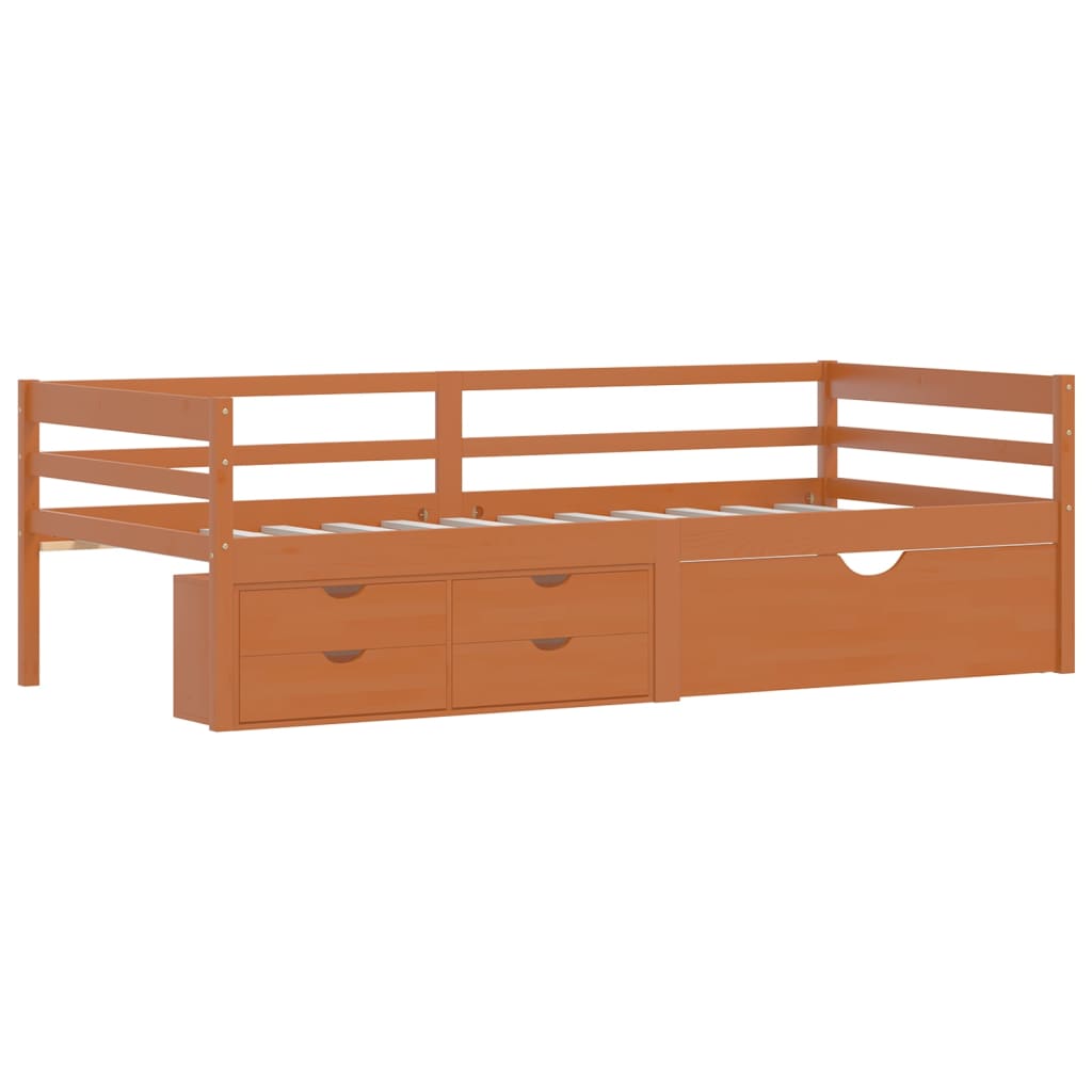 Giroletto con Cassetti Grigio Scuro in Legno di Pino 90x200 cm | homemem39