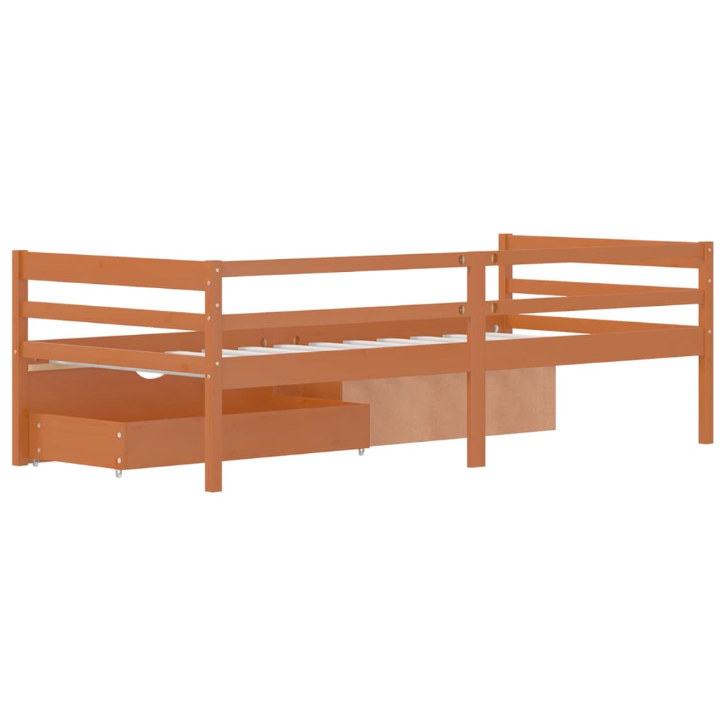 Giroletto con Cassetti Grigio Scuro in Legno di Pino 90x200 cm | homemem39