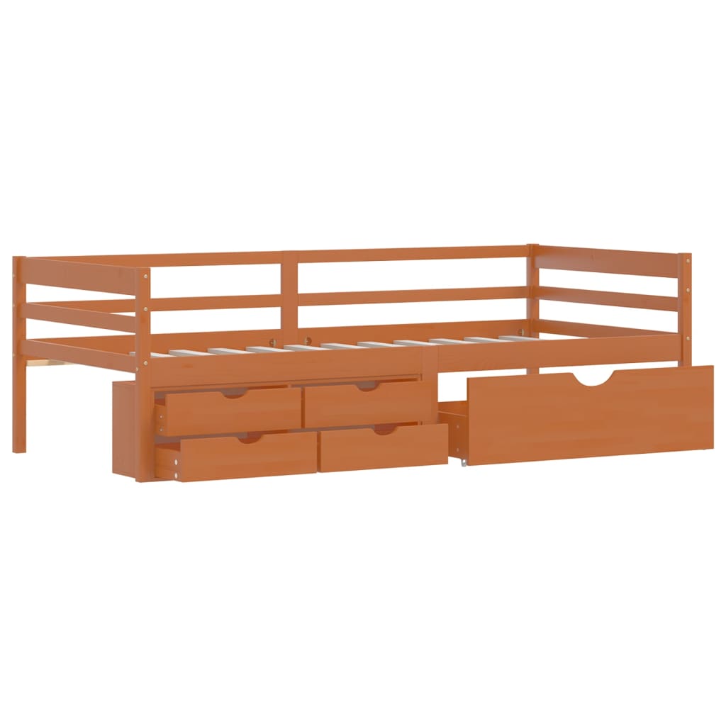 Giroletto con Cassetti Grigio Scuro in Legno di Pino 90x200 cm | homemem39
