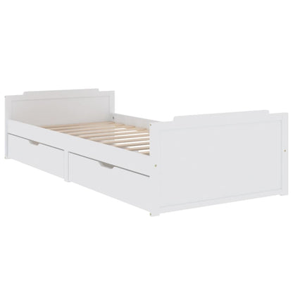Giroletto Bianco con Cassetti Legno Massello di Pino 90x200cm | homemem39