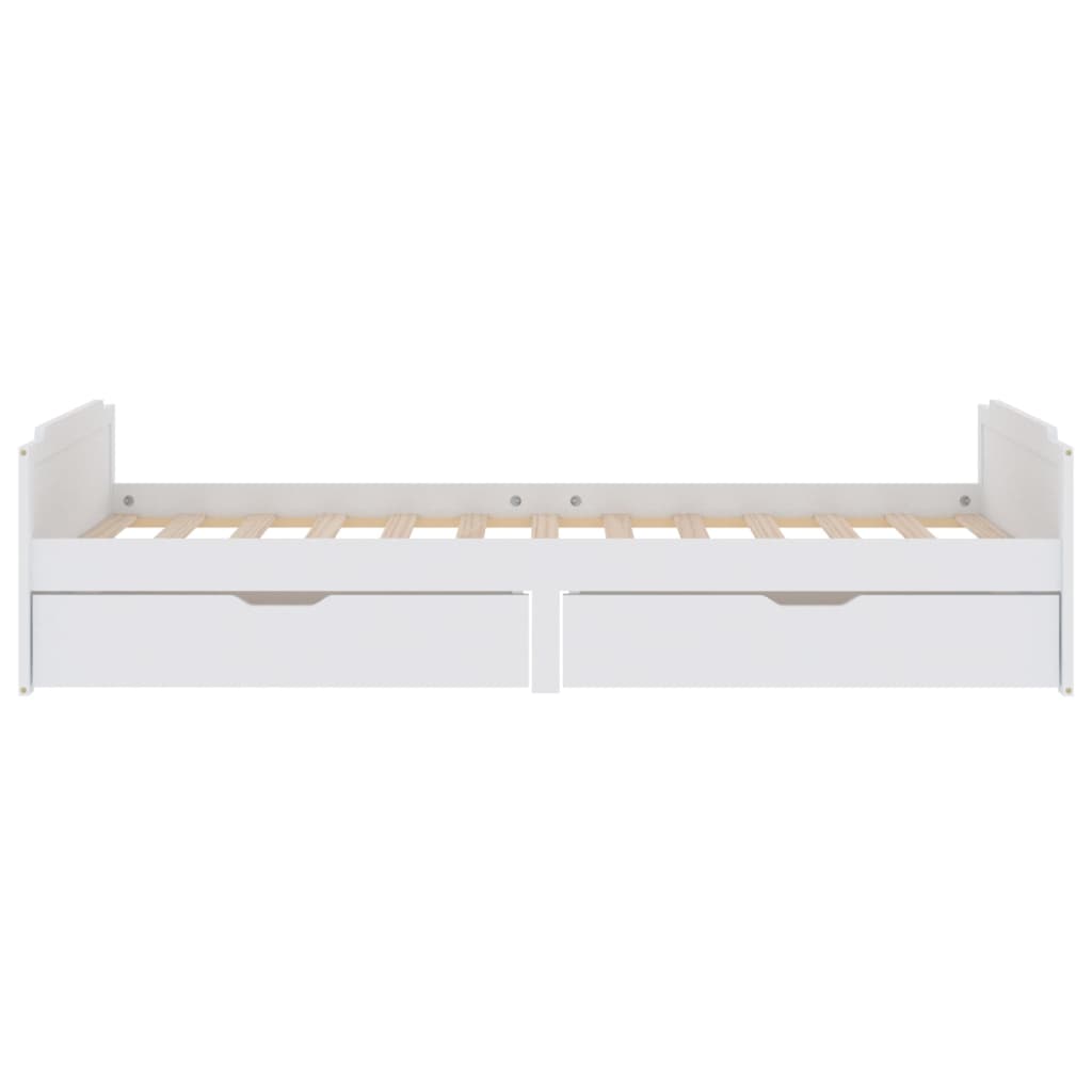 Giroletto Bianco con Cassetti Legno Massello di Pino 90x200cm | homemem39