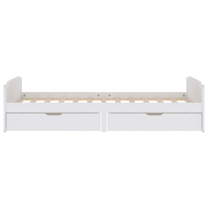Giroletto Bianco con Cassetti Legno Massello di Pino 90x200cm | homemem39