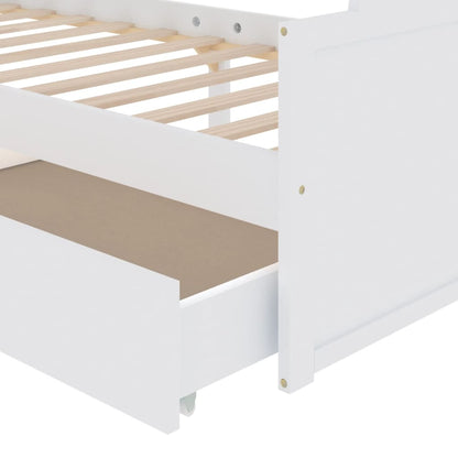 Giroletto Bianco con Cassetti Legno Massello di Pino 90x200cm | homemem39