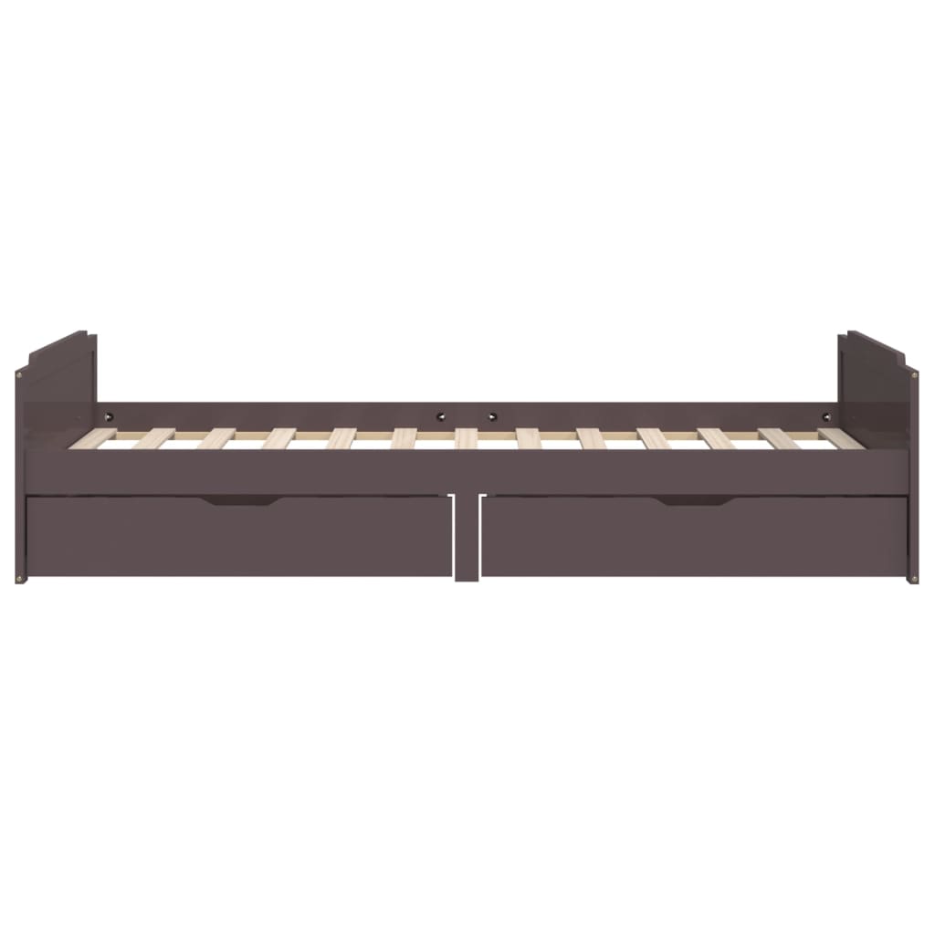 Giroletto Cassetti Marrone Scuro Legno Massello Pino 90x200 cm | homemem39