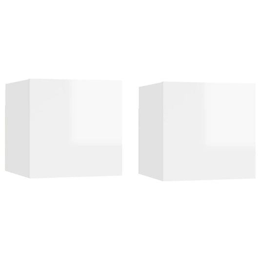 Glossy White Bedside Tables 2 pcs 30.5x30x30 cm in Chipboard