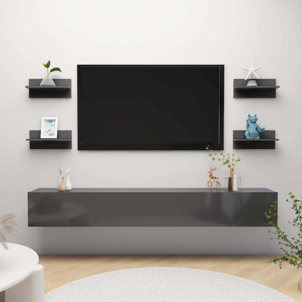 Mensole a Muro 4 pz Grigio Lucido 40x11,5x18 cm | homemem39