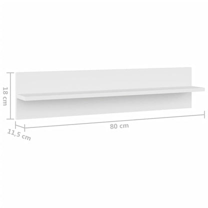 Mensole a Muro 2 pz Bianche 80x11,5x18 cm in Legno Multistrato | homemem39