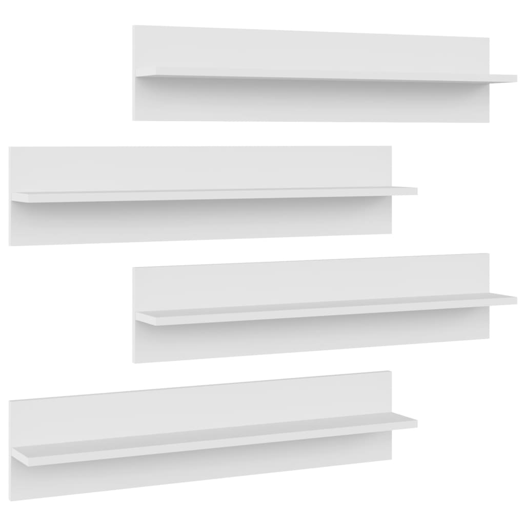 Mensole a Muro 4 pz Bianche 80x11,5x18 cm in Legno Multistrato | homemem39