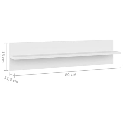 Mensole a Muro 4 pz Bianche 80x11,5x18 cm in Legno Multistrato | homemem39