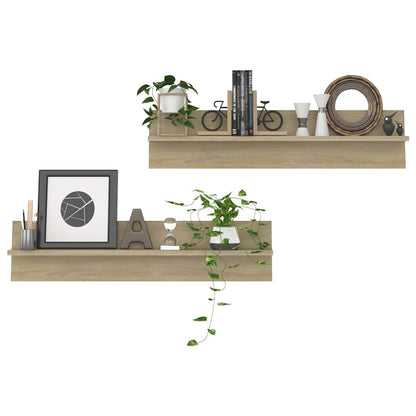 Mensole a Muro 2pz Rovere Sonoma 80x11,5x18cm Legno Multistrato