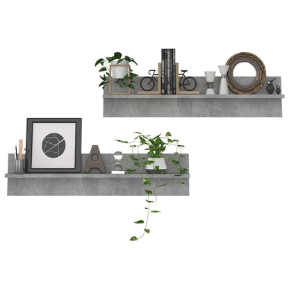 Mensole Muro 2pz Grigio Cemento 80x11,5x18cm Legno Multistrato