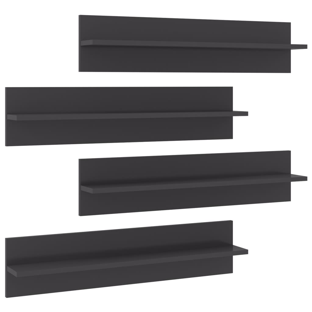 Mensole Parete 4pz Grigio Lucido 80x11,5x18cm Legno Multistrato | homemem39