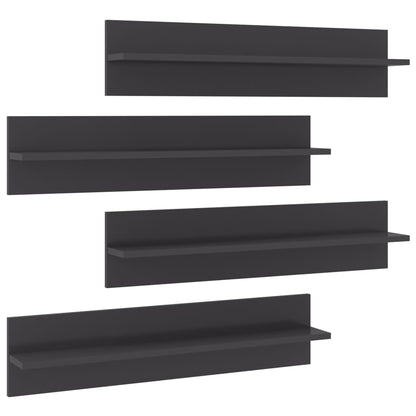 Mensole Parete 4pz Grigio Lucido 80x11,5x18cm Legno Multistrato | homemem39