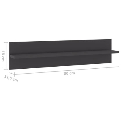 Mensole Parete 4pz Grigio Lucido 80x11,5x18cm Legno Multistrato | homemem39