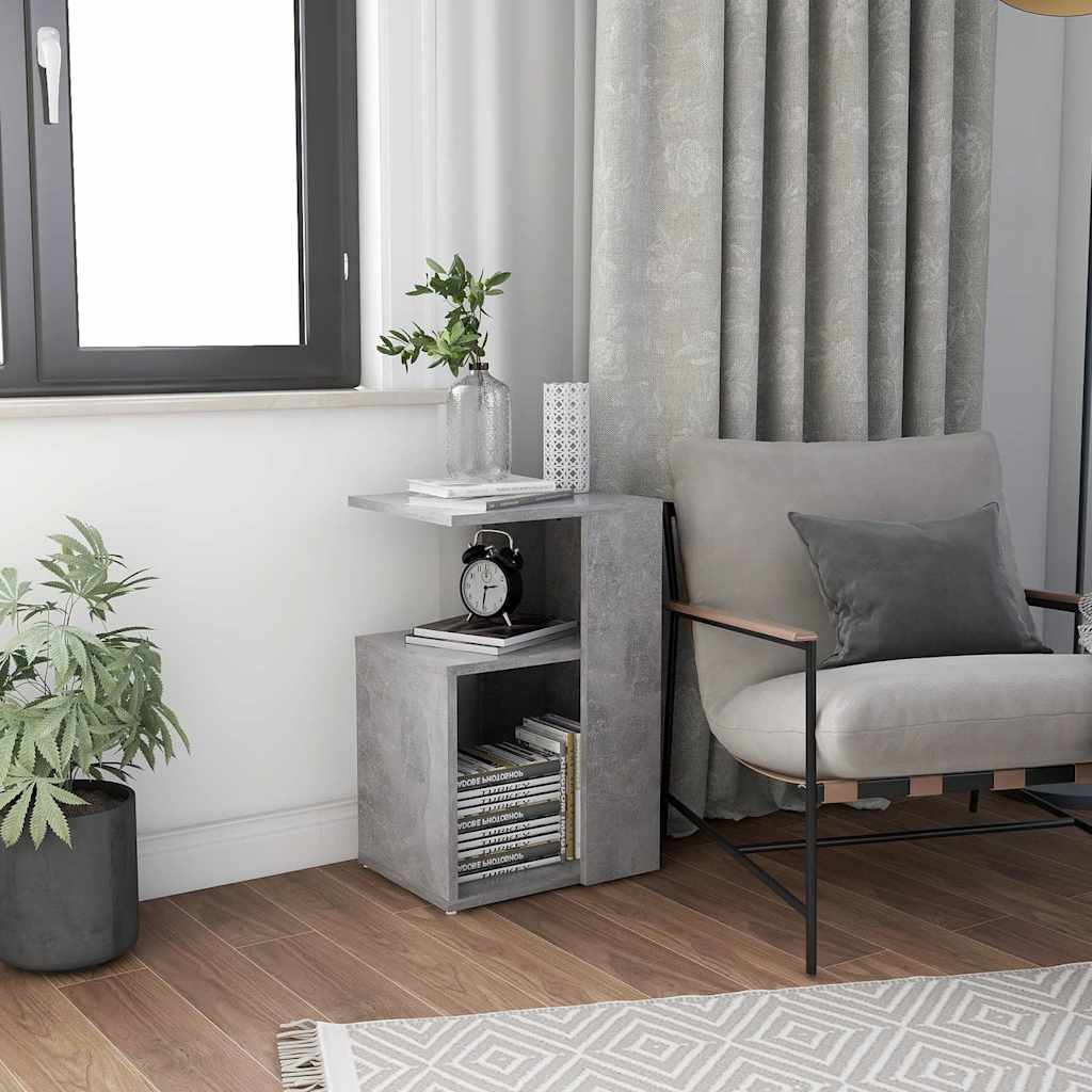 Tavolino Grigio Cemento 36x30x56 cm in Legno Multistrato