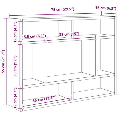 Scaffale a Parete Nero 75x16x55 cm in Legno Multistrato