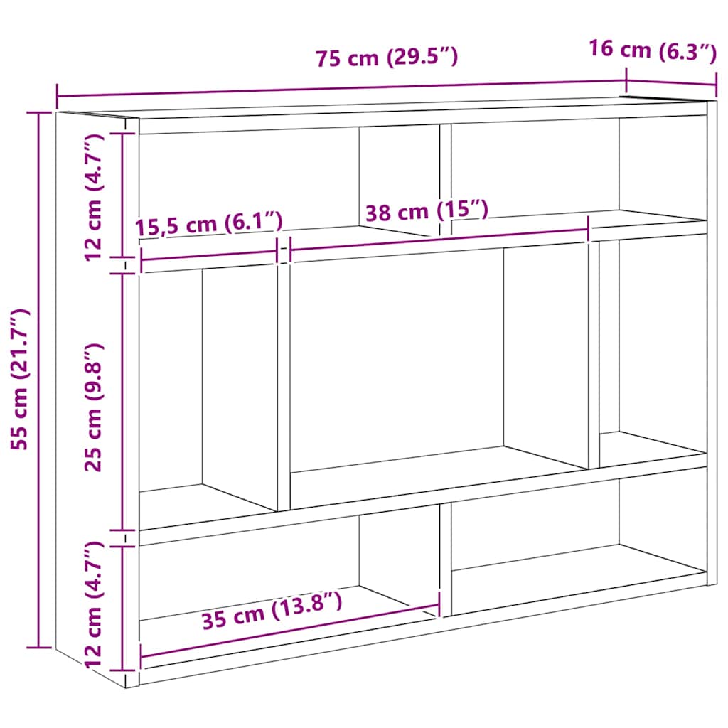 Scaffale a Parete Grigio Cemento 75x16x55 cm Legno Multistrato