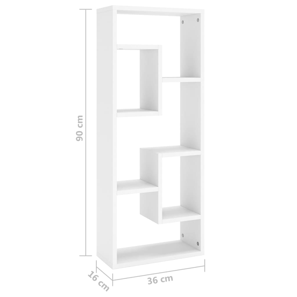 Scaffale a Parete Bianco 36x16x90 cm in Legno Multistrato | homemem39