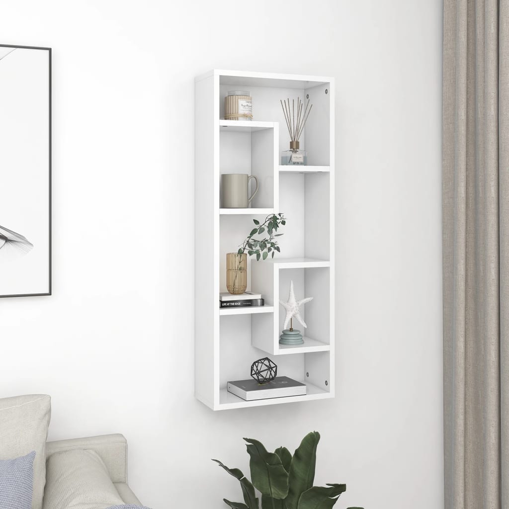 Scaffale a Parete Bianco 36x16x90 cm in Legno Multistrato | homemem39