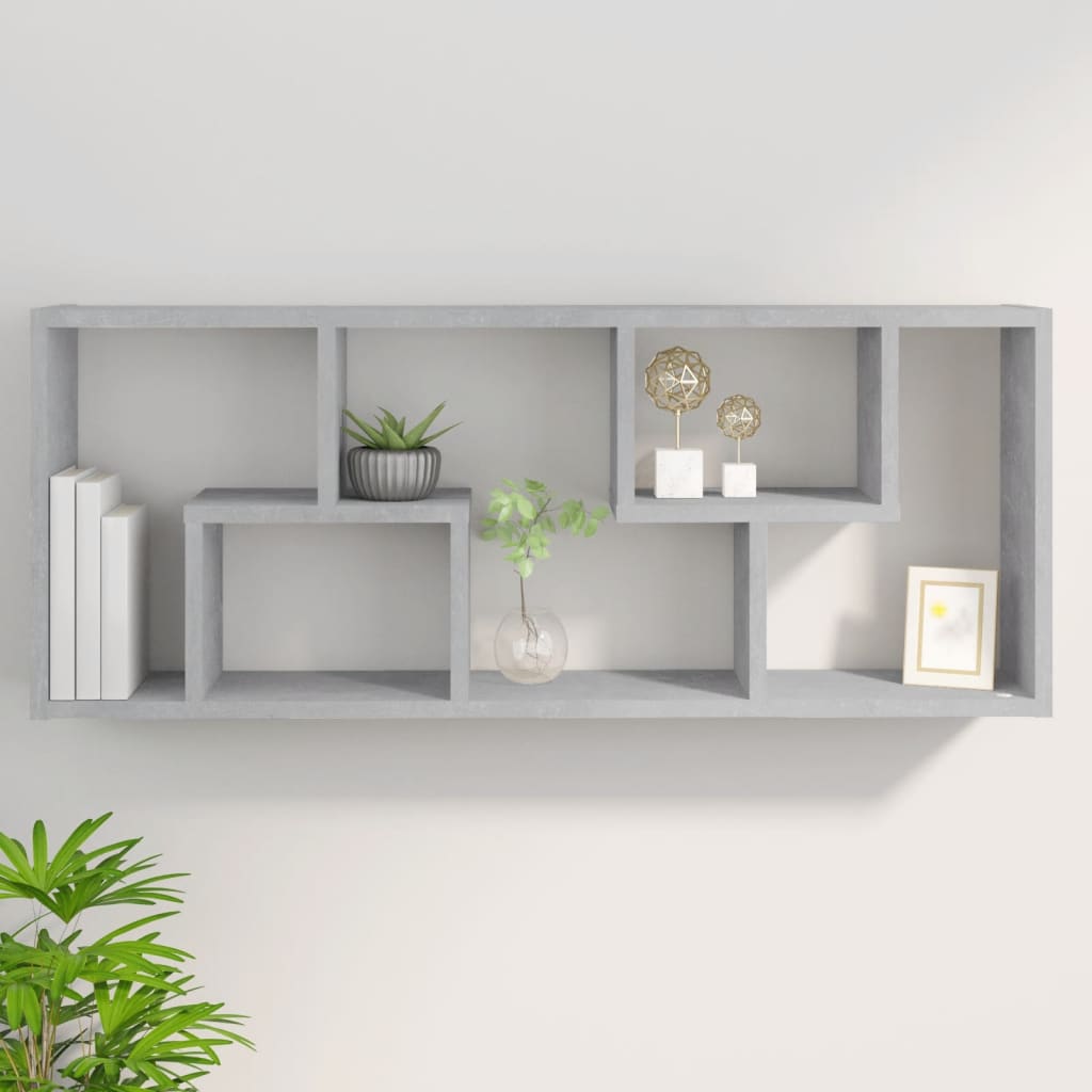 Scaffale a Parete Grigio Cemento 36x16x90 cm Legno Multistrato | homemem39