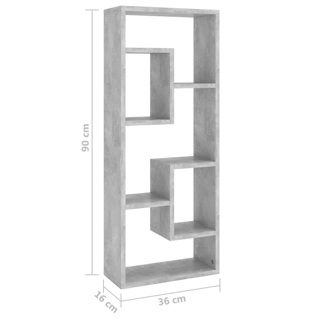 Scaffale a Parete Grigio Cemento 36x16x90 cm Legno Multistrato | homemem39