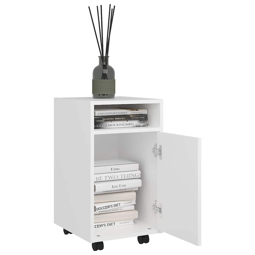 Credenza con Ruote Bianca 33x38x60 cm in Legno Multistrato